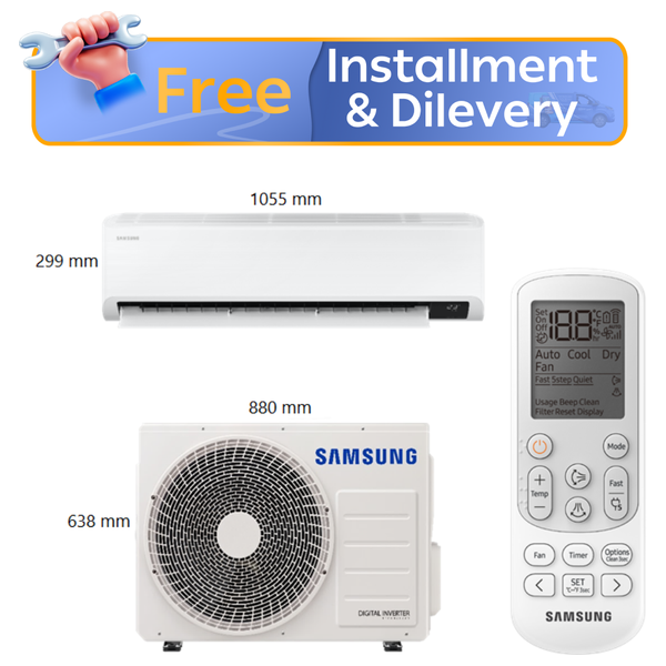 Samsung AR24ASFYGWK/IQ - 2 Ton - Wall Mounted Split - White - Inverter - Amp Control + Free Installation 