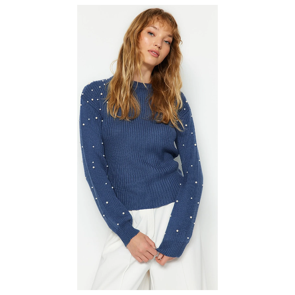 بلوزة نسائية قبة عالية ترينديول ميلا - ازرق