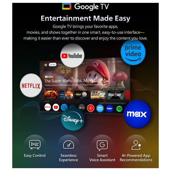  شاشة فيليبس - 65 انج - إضاءة محيطية - 4K - OLED - بدون إطار - محرك P5 بمعالجة الذكاء الاصطناعي للصورة المثالية -  144 هرتز - جوجل تي في - منشأ اوروبي 