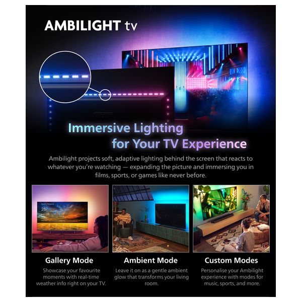  تلفزيون فيليبس 55 انج - ذكي بدقة 4K UHD - OLED- Google TV - تقنية Ambilight ثلاثية الجوانب - معالج P5 AI - هيرتز 144 - تصميم بدون حواف - منشأ اوروبي 