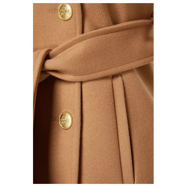 Elryan Trendyolmilla Belted Gold Button Detailed Stash Coat Camel