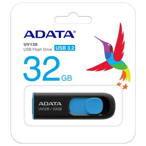 فلاش ميموري اي داتا UV128 USB 3.2 - ازرق - 32كيكابايت