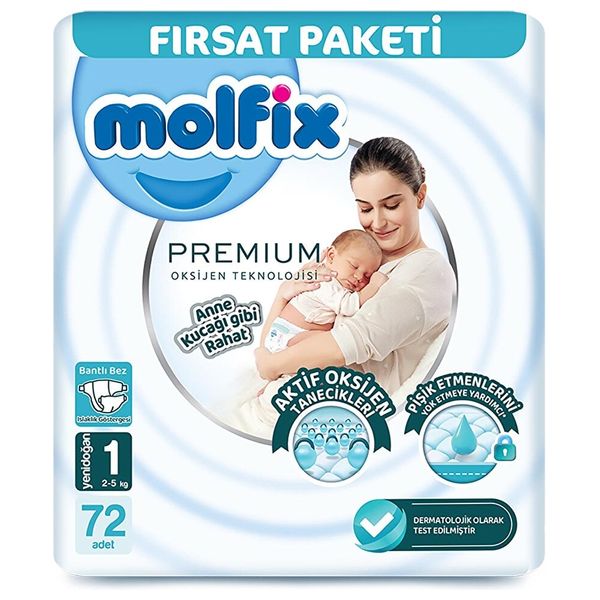 Molfix Premium Newborn Diapers - Size 1 - 72 Pieces