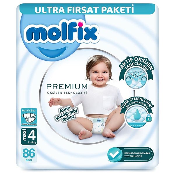  Molfix Premium Ultra Diapers for Babies - Size 4 - 86 Pieces 