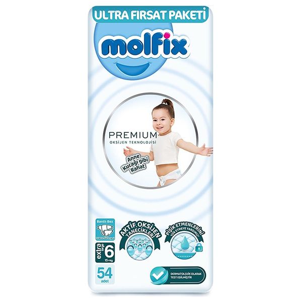 Molfix Premium Ultra Diapers for Babies - Size 6 - 54 Pieces
