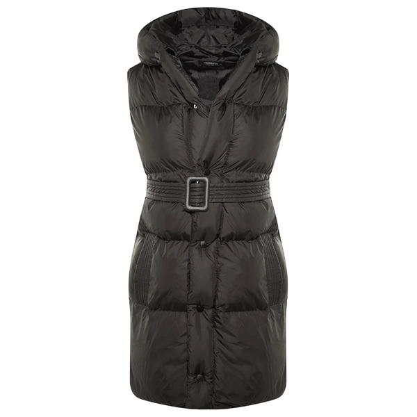 ترينديول ميلا سترة منتفخة مع غطاء رأس وحزام - اسود