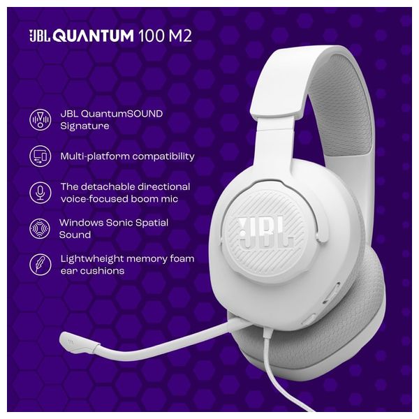  JBL Quantum 100M2 - Over Ear Headphones - White 