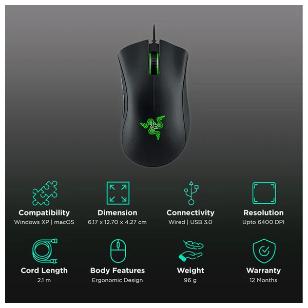  ماوس الألعاب ريزر سلكي - DeathAdder Essential - اسود