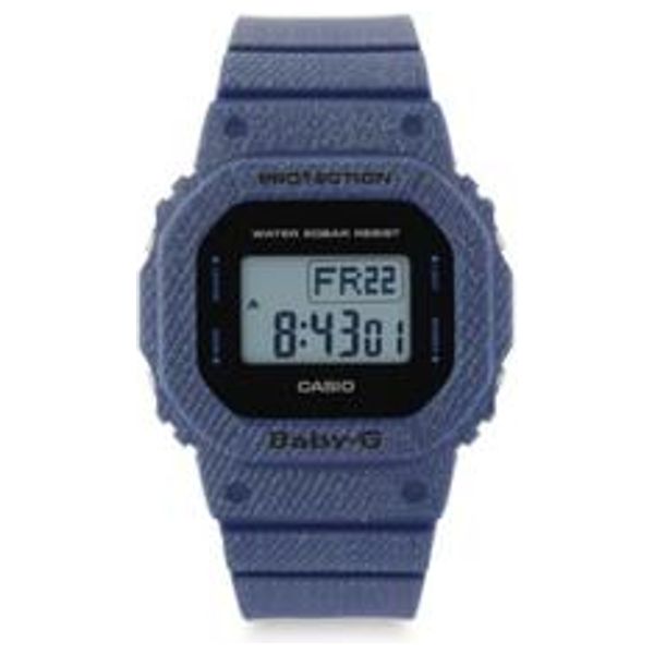  ساعة كاسيو للنساء BGD-560DE- عرض رقمي, سوار من ريزن - ازرق 