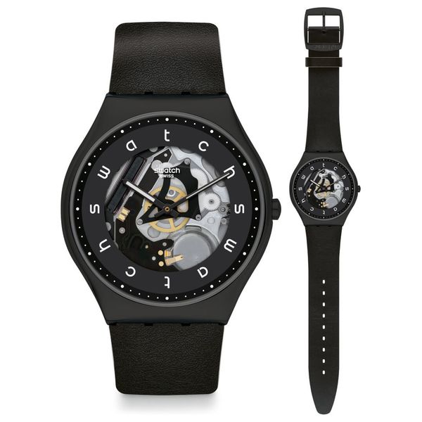  Swatch Watch SS07B101 For Unisex - Analog Display, Silicone Band - Black 