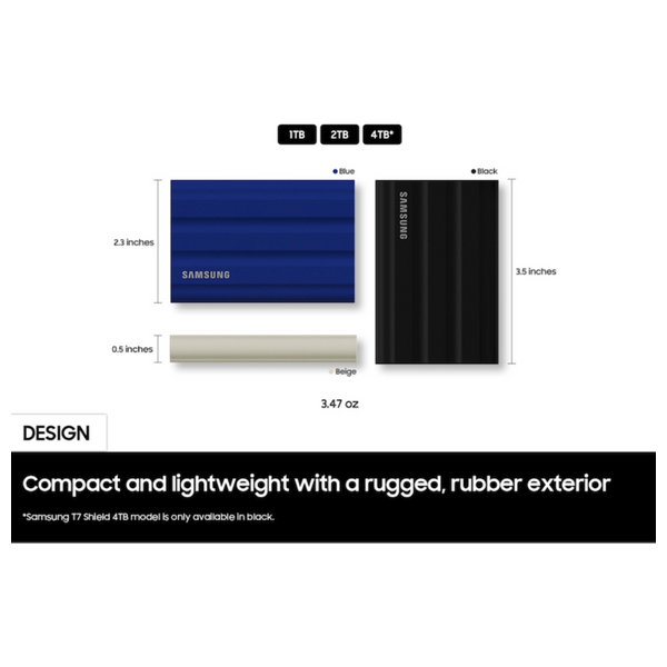  Samsung T7 Shield - 4TB - External SSD Hard Drive - Black 