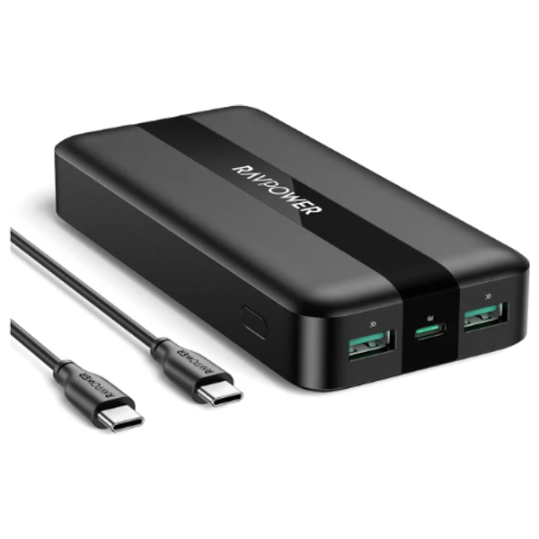 شاحن محمول لاسلكي راف بور - PB1235 - 20000mah - اسود