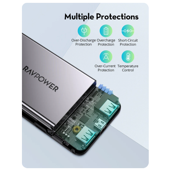 شاحن محمول لاسلكي راف بور - PB1235 - 20000mah - اسود