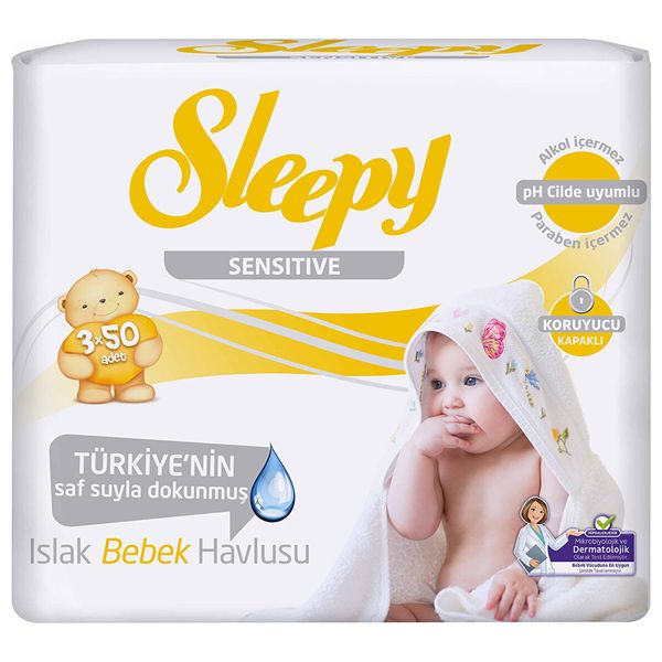 Sleepy Baby Wipes - Ultra Sensitive - 3 Packs - 50 Wipes - Pure Formula