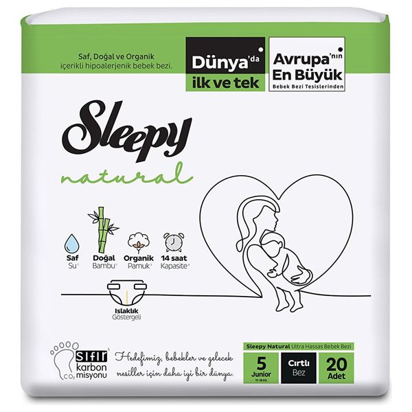 Sleepy Natural Baby Diapers - Size 5 - 20 Piece