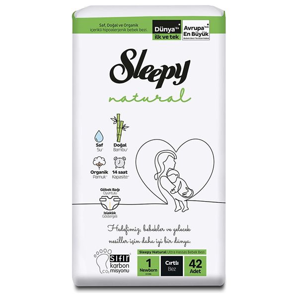  Sleepy Natural Newborn Baby Diapers - Size 1 - 42 Piece 
