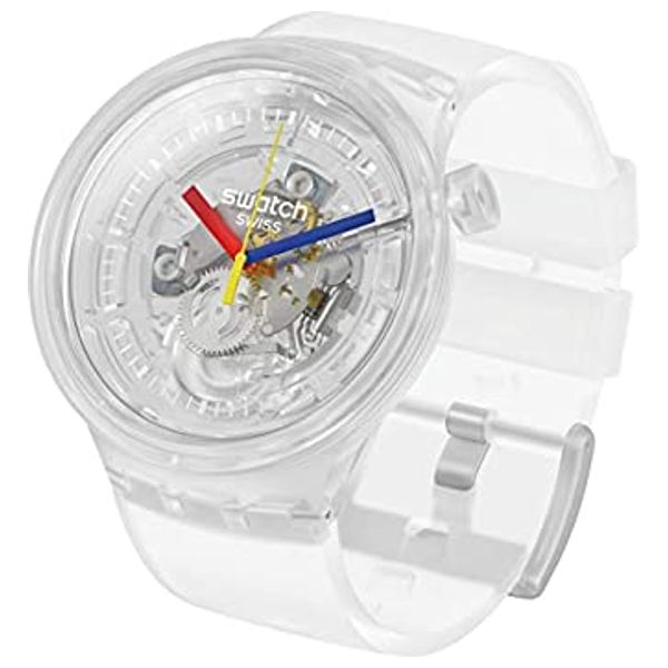  Swatch Watch SO27E100 For Unisex - Analog Display, Silicone Band - White 