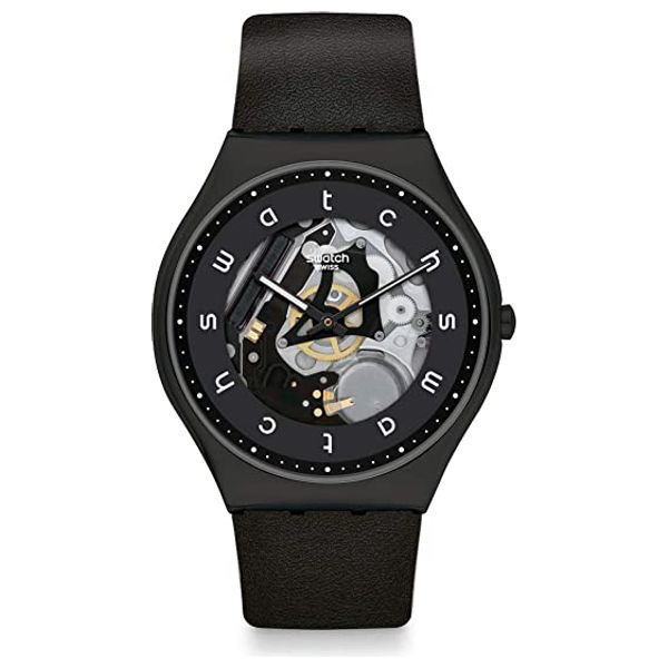  Swatch Watch SS07B101 For Unisex - Analog Display, Silicone Band - Black 