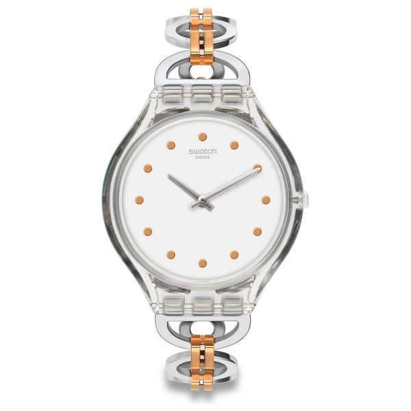  Swatch Watch SVOK102G For Women - Analog Display, Stainless Steel Band - Silver 
