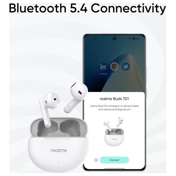  سماعة بلوتوث داخل الاذن ريلمي - Buds T01 - ابيض 