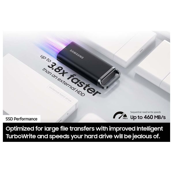  هارد خارجي سامسونج اس اس دي T5 EVO - اسود - 8 تيرابايت 