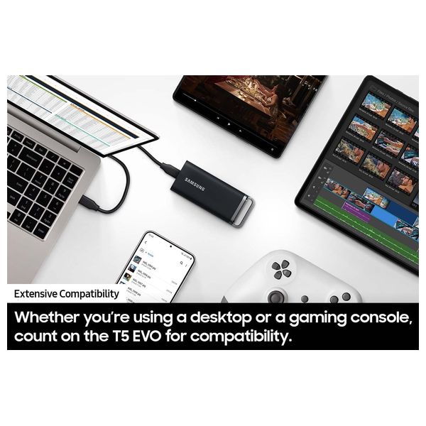  هارد خارجي سامسونج اس اس دي T5 EVO - اسود - 8 تيرابايت 