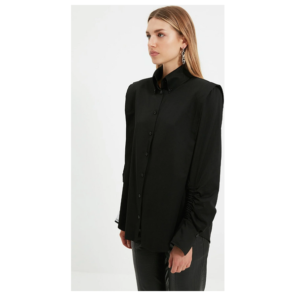 Trendyolmilla Drawstring Detailed Shirt - Black
