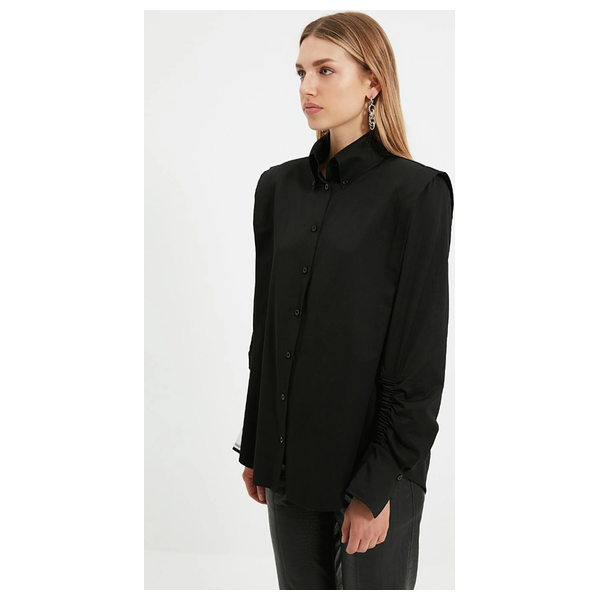Trendyolmilla Drawstring Detailed Shirt - Black