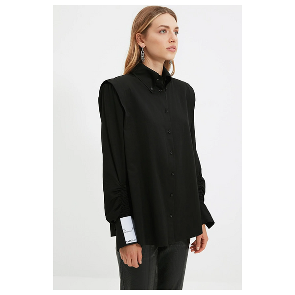 Trendyolmilla Drawstring Detailed Shirt - Black
