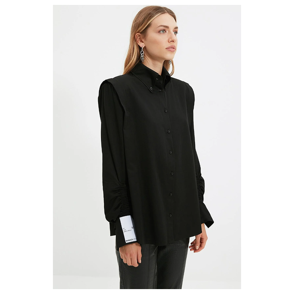 Trendyolmilla Drawstring Detailed Shirt - Black