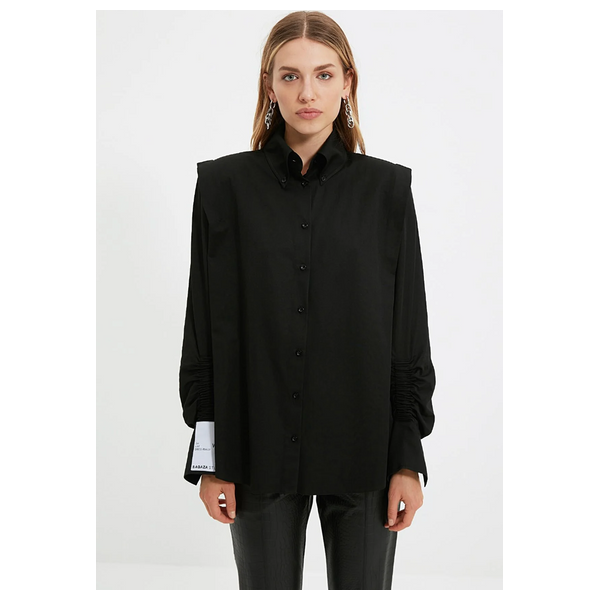 Trendyolmilla Drawstring Detailed Shirt - Black