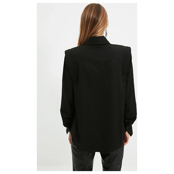 Trendyolmilla Drawstring Detailed Shirt - Black
