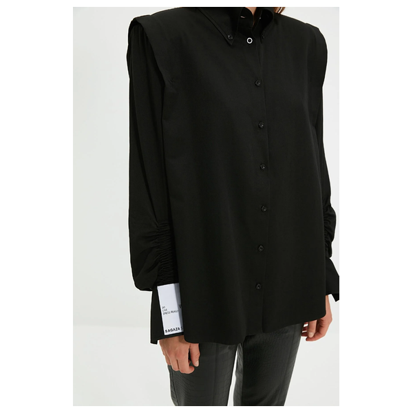 Trendyolmilla Drawstring Detailed Shirt - Black