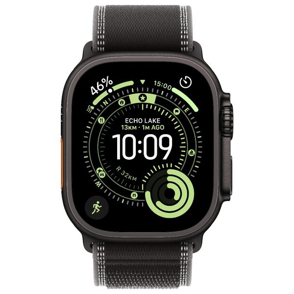 Apple Watch Ultra 3 - 49mm Black Titanium Trail Loop Charcoal - Satellite Connectivity - High Blood Pressure Alerts - M/L