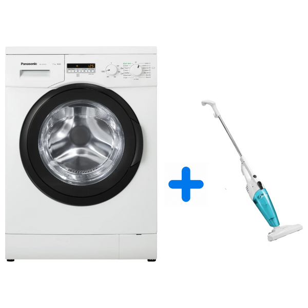 Panasonic NA-107VC5WAS - 7Kg - 1000RPM - Front Loading Washing Machine - White + Midea SC861 - Handheld Vacuum Cleaner - White
