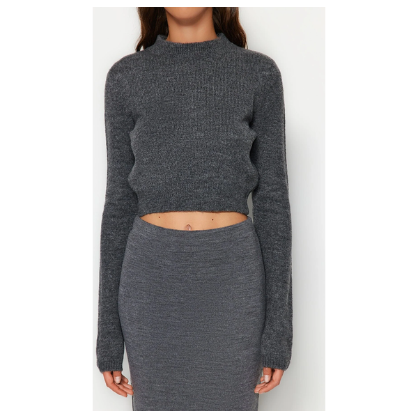 ترينديول ميلا سترة ناعمة الملمس - رمادي