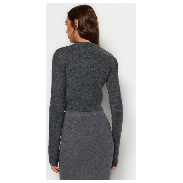 Trendyolmilla Crop Soft Textured Knit Sweater - Anthracite