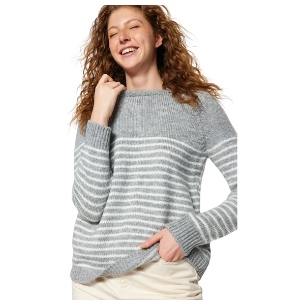 Trendyolmilla Soft Textured Striped Knit Sweater - Gray
