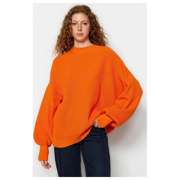 ترينديول ميلا بلوزة ذات فتحة واسعة بياقة دائرية - برتقالي