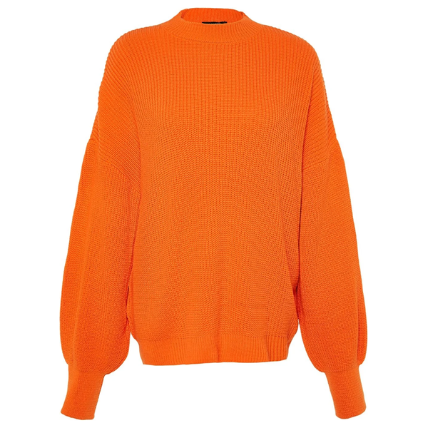 ترينديول ميلا بلوزة ذات فتحة واسعة بياقة دائرية - برتقالي