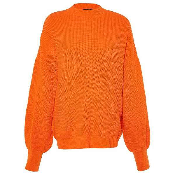 ترينديول ميلا بلوزة ذات فتحة واسعة بياقة دائرية - برتقالي