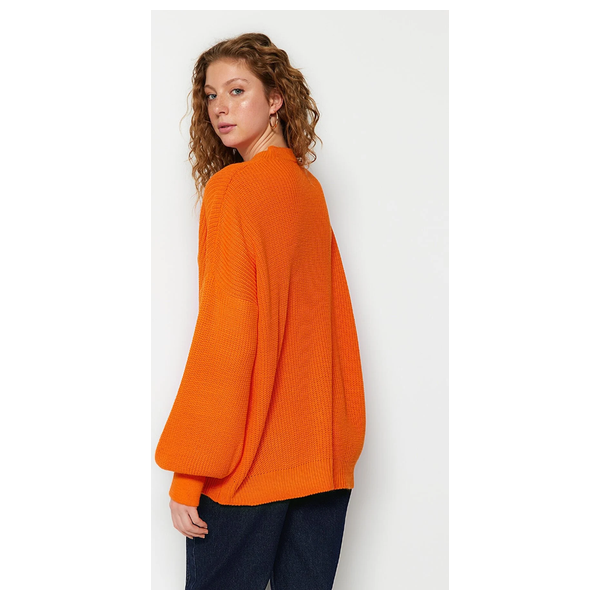 ترينديول ميلا بلوزة ذات فتحة واسعة بياقة دائرية - برتقالي