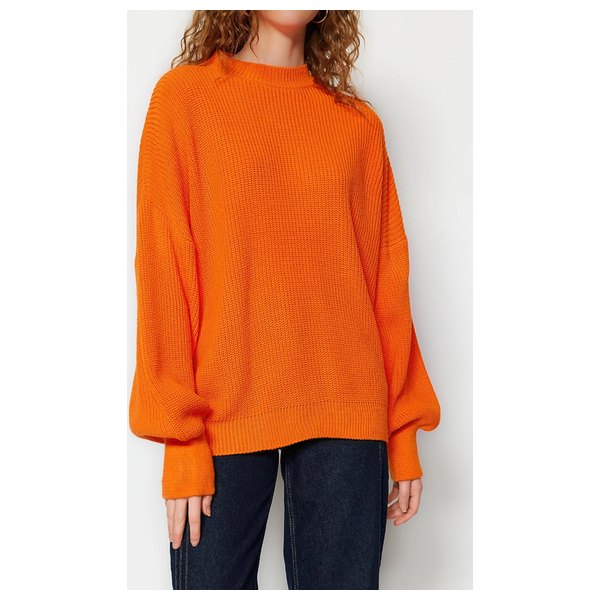 ترينديول ميلا بلوزة ذات فتحة واسعة بياقة دائرية - برتقالي