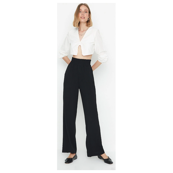 Trendyolmilla Wide Leg Elasticated Woven Pants - Black