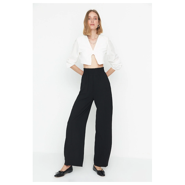Trendyolmilla Wide Leg Elasticated Woven Pants - Black