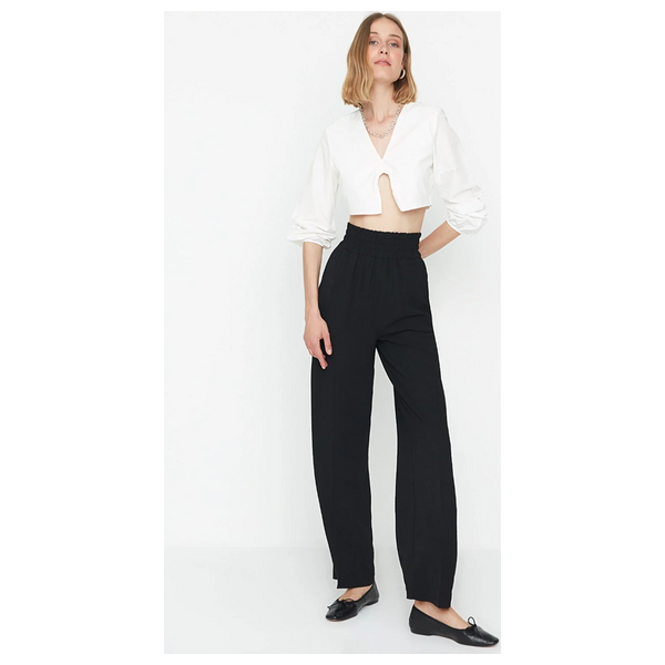 Trendyolmilla Wide Leg Elasticated Woven Pants - Black
