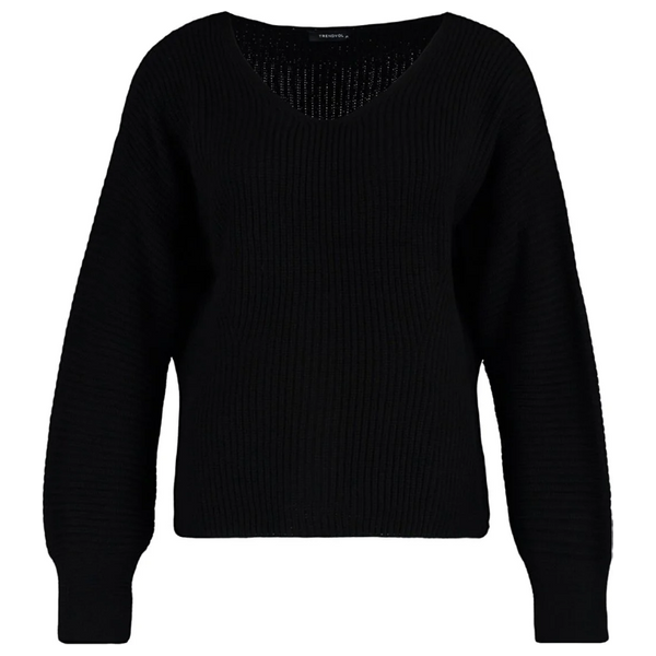 Trendyol Curve V-Neck Drop Shoulder Knit Sweater - Black