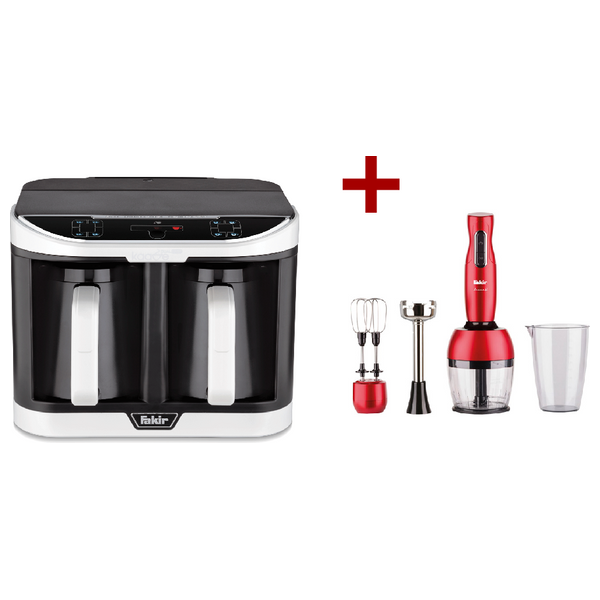  Fakir Kaave Dual Pro Turkish Coffee Machine - Coffee Maker - White + Fakir Luccaq - Hand Blender - Red 