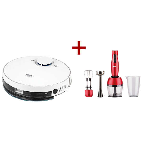  Fakir Robert RS 770 - Robot Vacuum Cleaner - White + Fakir Luccaq - Hand Blender - Red 