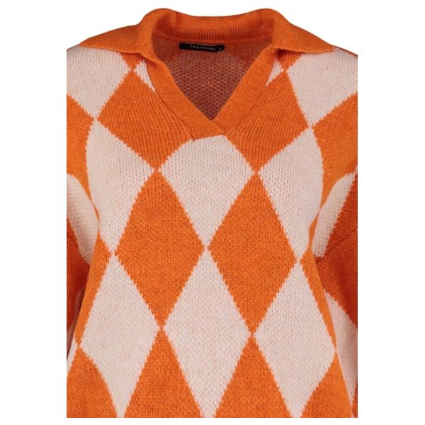 Trendyolmilla Wide Fit Soft Textured Patterned Knitwear Sweater- Orange